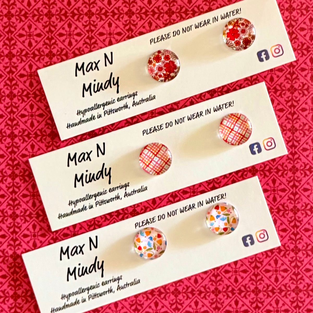 Wear n Share Studs ~ Gingham, Patterns and Flowers