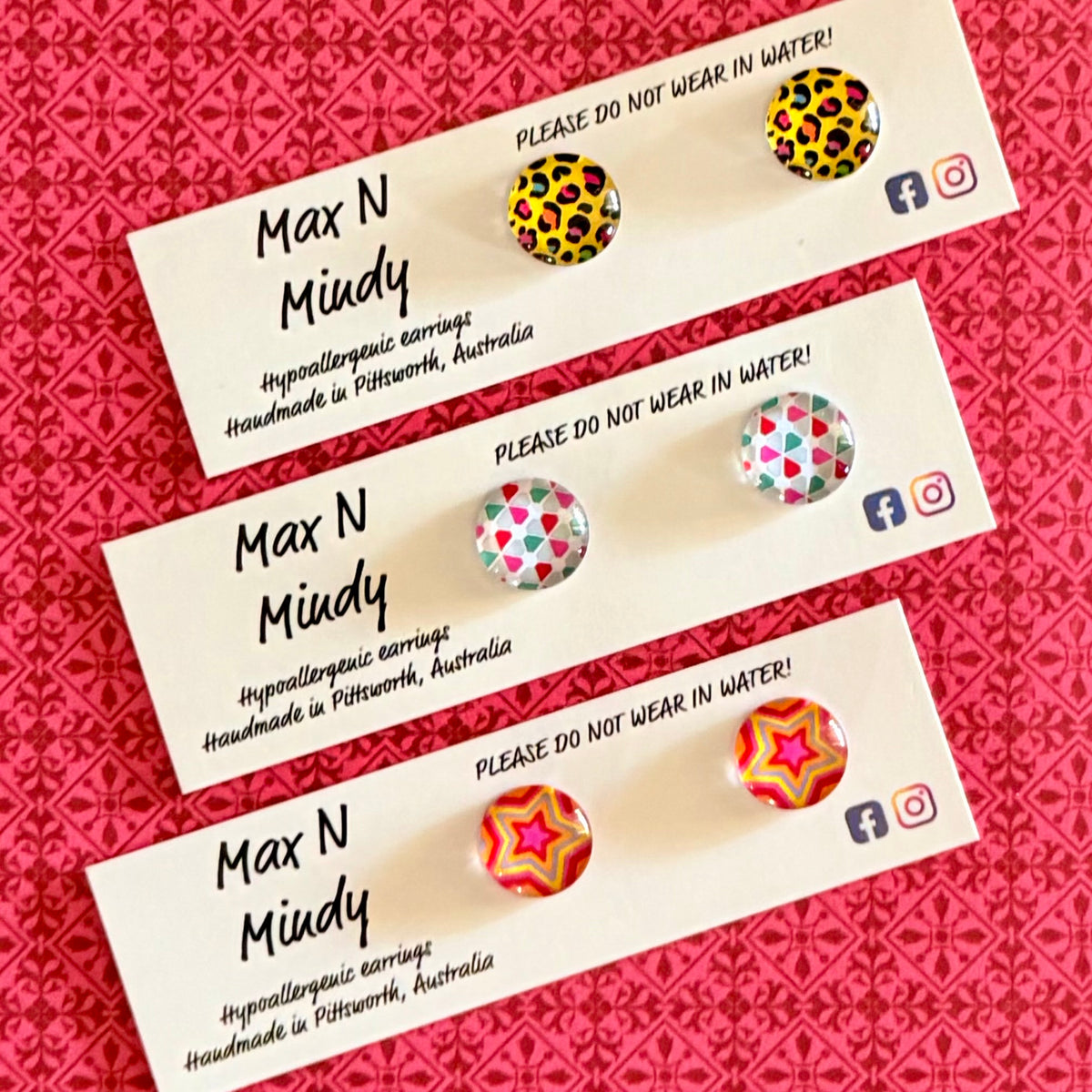 Wear n Share Studs ~ Gingham, Patterns and Flowers