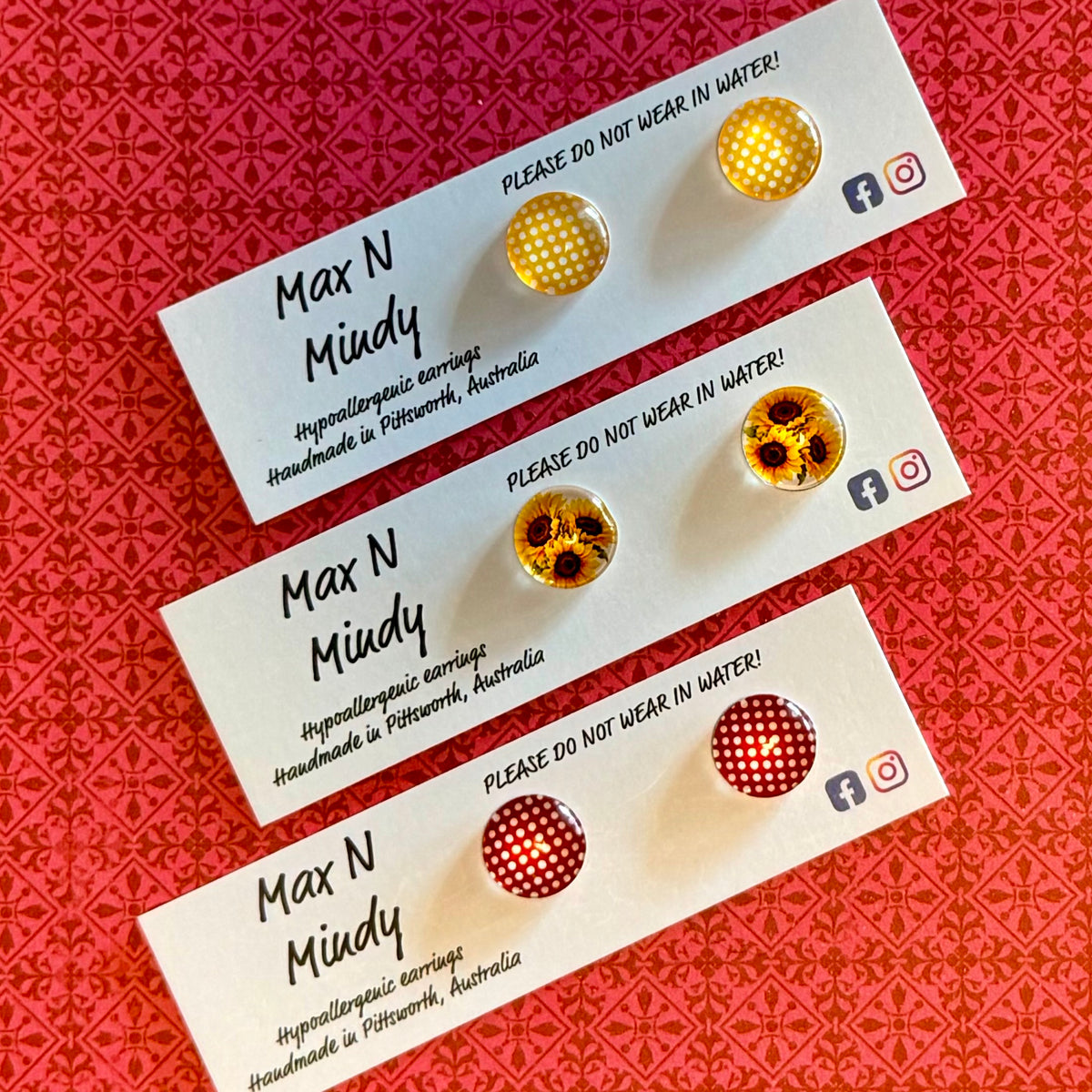 Wear n Share Studs ~ Spots and Sunflower