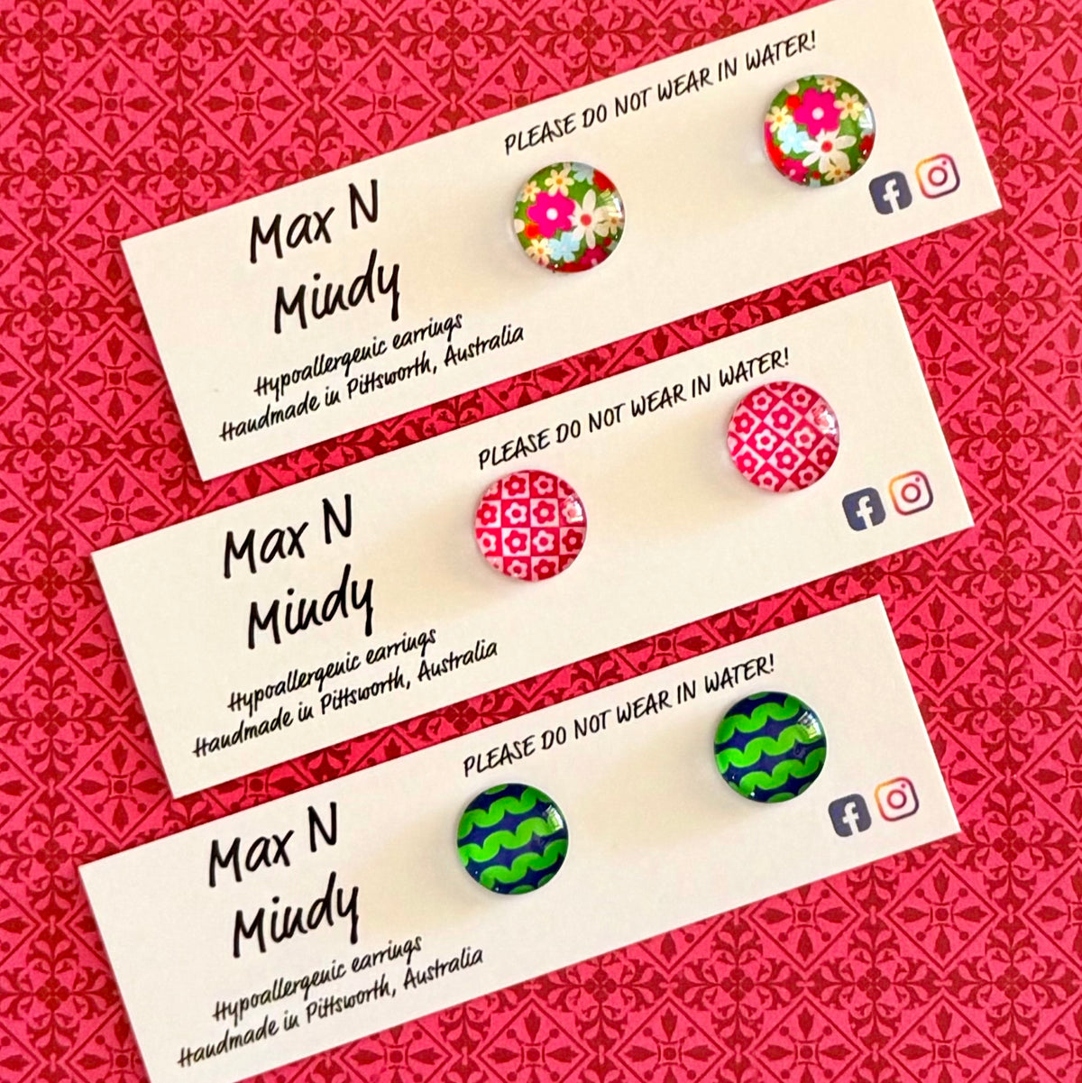 Wear n Share Studs ~ Gingham, Patterns and Flowers