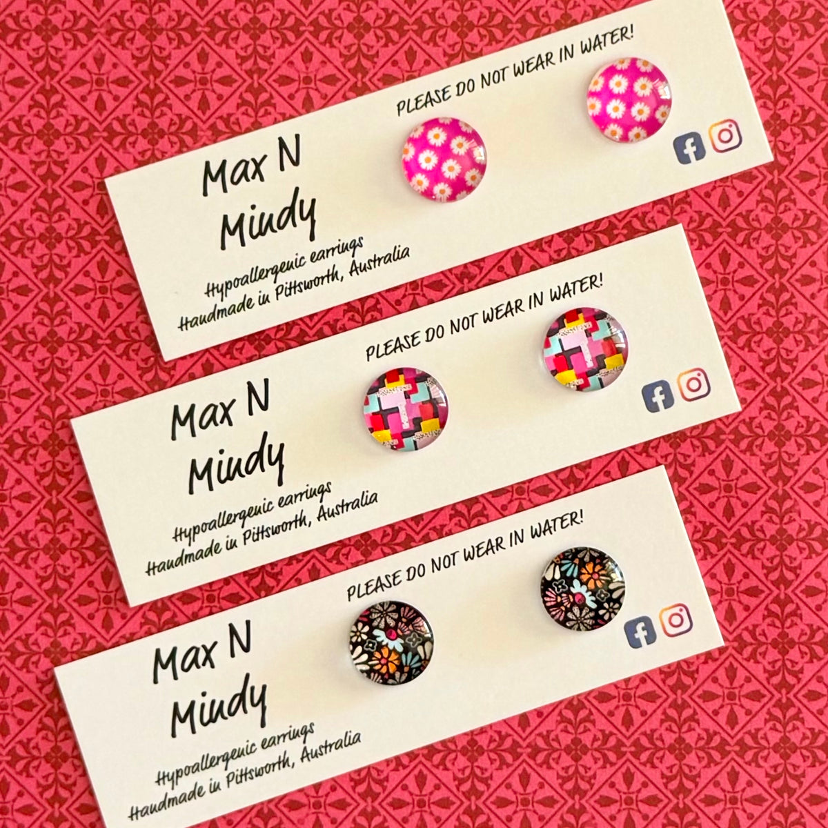 Wear n Share Studs ~ Gingham, Patterns and Flowers
